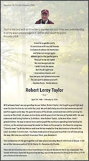 Obituary Robert  Leroy Taylor, Panama city, Florida