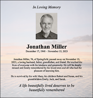 Soft Sunset Memorial Card